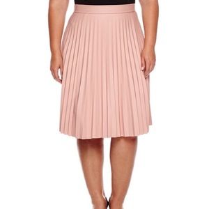 Ashley Nell Tipton Pink Pleated Faux Leather Skirt